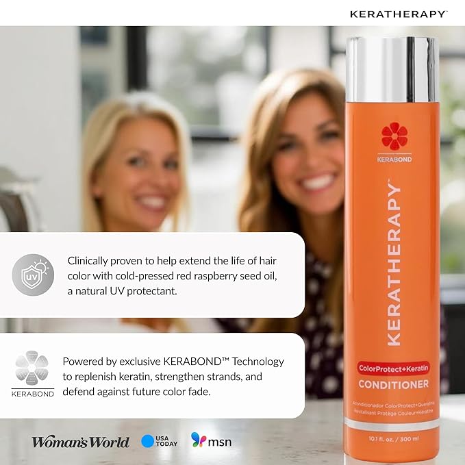 KERATHERAPY Keratin Infused Color Protect Conditioner, 10.1 fl. oz., 300 ml - Gluten Free Color Protecting Conditioner for Color Treated Hair with Kerabond Technology, Red Raspberry Oil, Omega 3 & 6