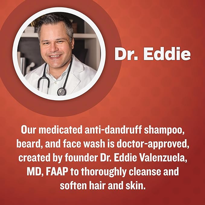 Dr. Eddie's Facial Fortress 3 in 1 Face, Hair, & Beard Wash - Beard and Face Wash for Men, Beard Cleanser, Face Soap, Beard Care, Dandruff Shampoo with Pyrithione Zinc - 8 Fl Oz (Pack of 1)