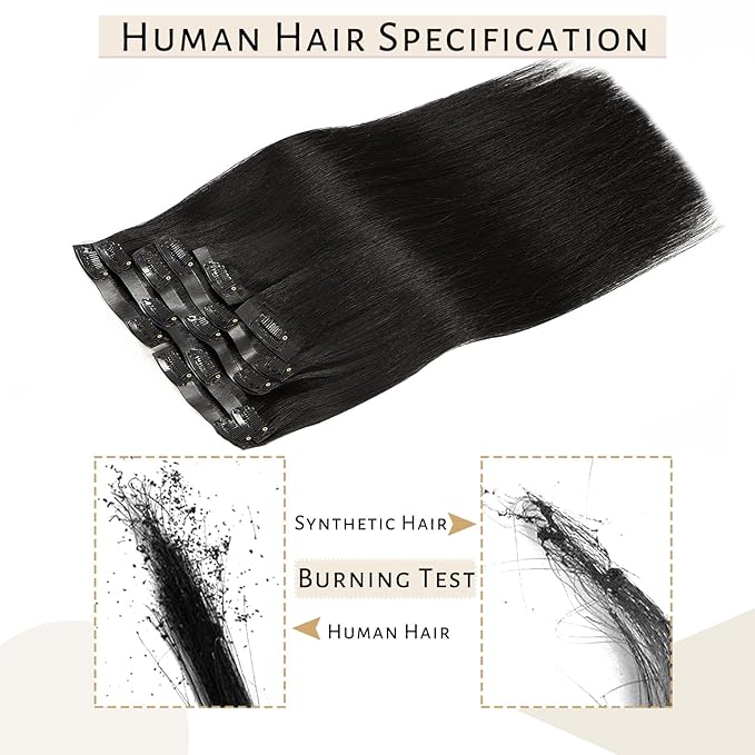 Caliee Clip in Hair Extensions Real Human Hair 14Inch Invisible Seamless Clip in Human Hair Extensions PU Skin Weft Color 1 Jet Black Human Hair Clip ins for Women Silky Straight 7PCS 110G