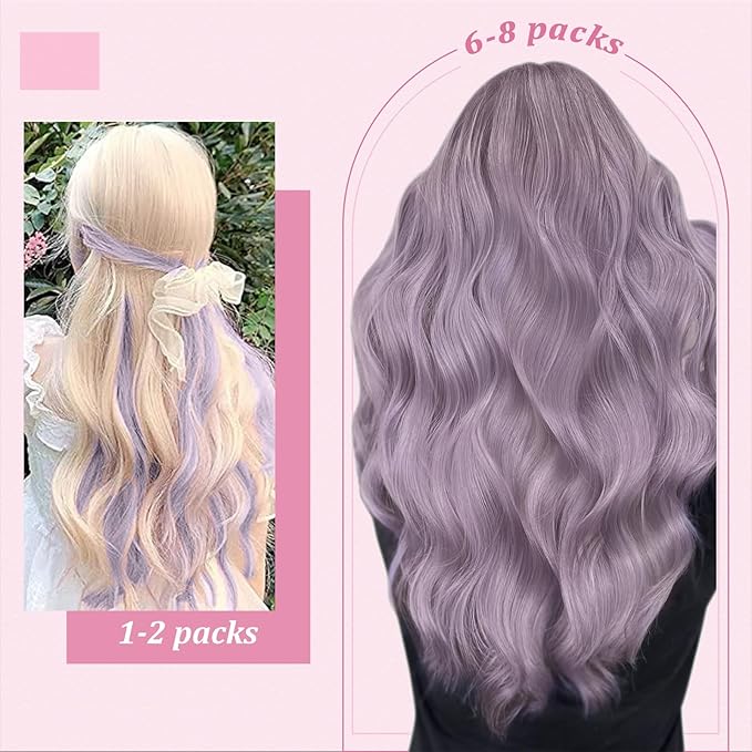 YoungSee Itip Hair Extension Real Human Hair Purple Itips Hair Extensions Real Human Hair Light Purple 24 Inch Tip Hair Extensions Color for Long Hair 25s 25g Stick Tip Hair Extensions Soft and Silky