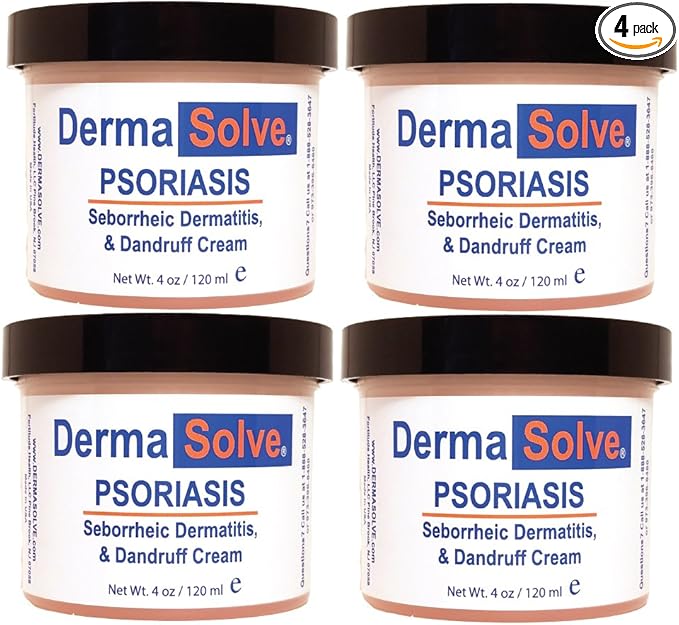 Dermasolve Psoriasis, Seborrheic Dermatitis & Dandruff Cream Formulated to Treat Itchy Flakey Inflamed Skin And Prevent Future Flares to Provide Soothing Moisturizing Relief. (4.0 oz.) 4-Pack