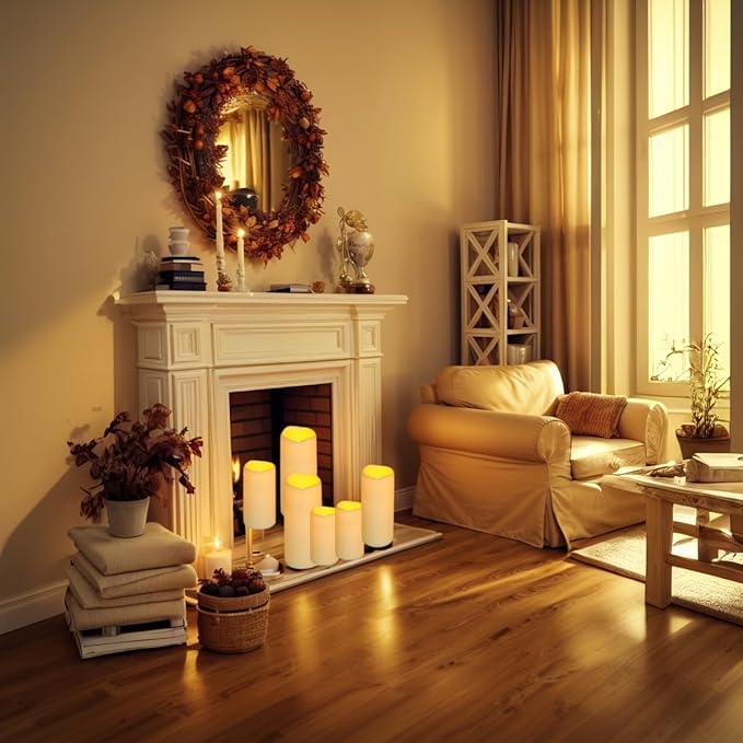 9pcs Flameless Flicking LED Candles with Remote, Battery Operated Outdoor Waterproof Candles, Electric Candle for Dining Tables and Fireplaces