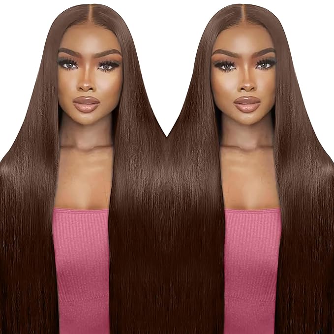 Chocolate Brown Lace Front Wigs Human Hair Pre Plucked Dark Brown Wear And Go Glueless Wig 9x6 Straight Wigs Human Hair 220% Density Colored #4 Brown Glueless Wig Hd Lace Frontal Wigs For Women 24Inch