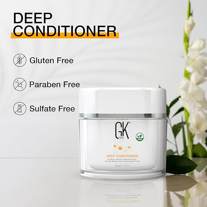 GK HAIR Global Keratin Deep Conditioner Masque (7.05 Fl Oz/200 g) Intense Hydrating Repair Treatment Mask for Dry Damaged Color Treated Frizzy Hair Restoration Formula with JOJOBA Seed Oils