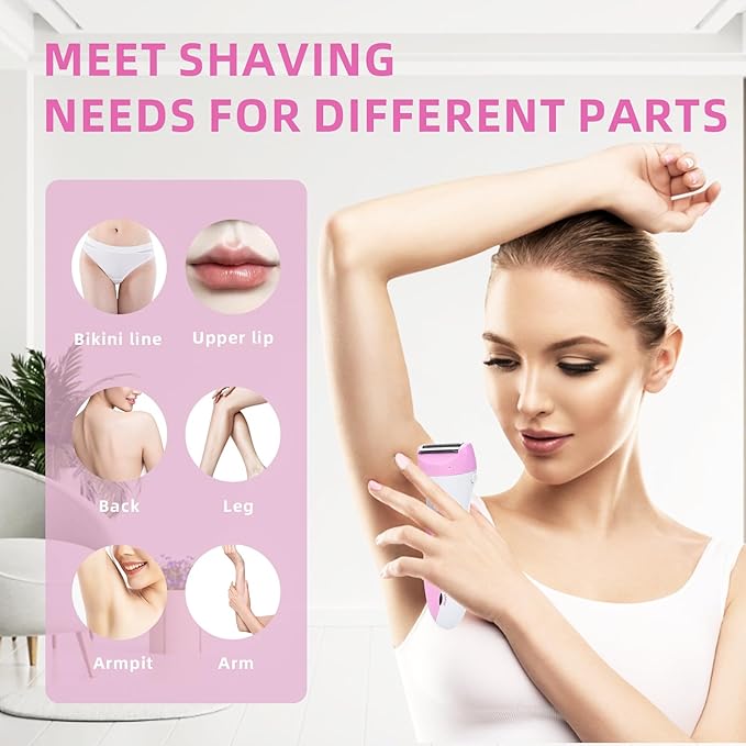 Wet & Dry Electric Razors for Women, Smooth & Silky Electric Shaver for Women, Cordless Foil Shaver for Pubic Hair and Bikini Trimmer, Painless Ladies Trimmer for Face Body