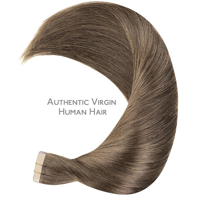 WENNALIFE Tape in Hair Extensions Human Hair, 20pcs 30g 10 inch Light Ash Brown Extensions Real Human Natural Straight Tape in Invisible Human Hair Extensions