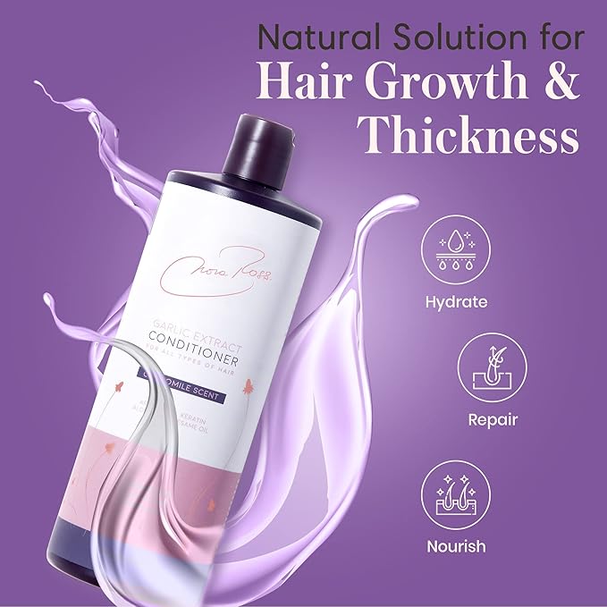 Nora Ross Garlic Extract Daily Moisturizing Conditioner with Argan Oil, Aloe & Chamomile Scent – Deep Conditioning for Smooth, Shiny Hair – Sulfate Free, Color Safe Formula for Women and Men – 32oz