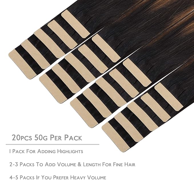 WENNALIFE Tape in Hair Extensions Human Hair, Hair Extensions Straight Human Hair Tape in Extensions Skin Weft Tape Extensions