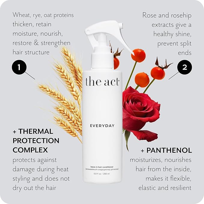 The Act Everyday Leave In Hair Conditioner Spray, Anti-Static, Nourishing, Hydrating Leave-in Cream Spray, Heat Protectant for Hair, Strengthening, Frizz Control, All Hair Types, 6.8 fl oz