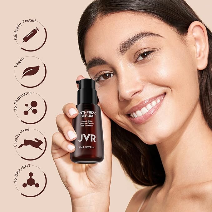 JVR Hydrating Hair Serum for Frizzy and Damaged Hair,Heat Protectant Oil for Frizz Control, Keratin Hair Treatment Essence for Damaged Dry Hair Jojoba Oil, Castor Oil, Anti Frizz Hair Product 2.7 oz