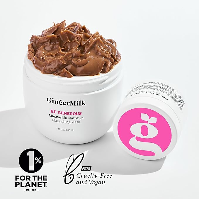Deep Repair Hair Mask for Dry and Curly Hair – Castor Oil, Biotin, Ginger – Sulfate-Free – Be Generous by Ginger Milk – 17 oz