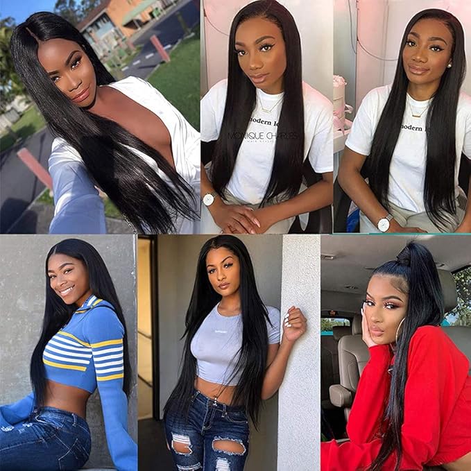 Tape In Hair Extensions 20 Inch Color #1 Straight Hair Extensions HuxoWax Double Weft VirgIn Soft And Silky Remy Invisible Natural Color