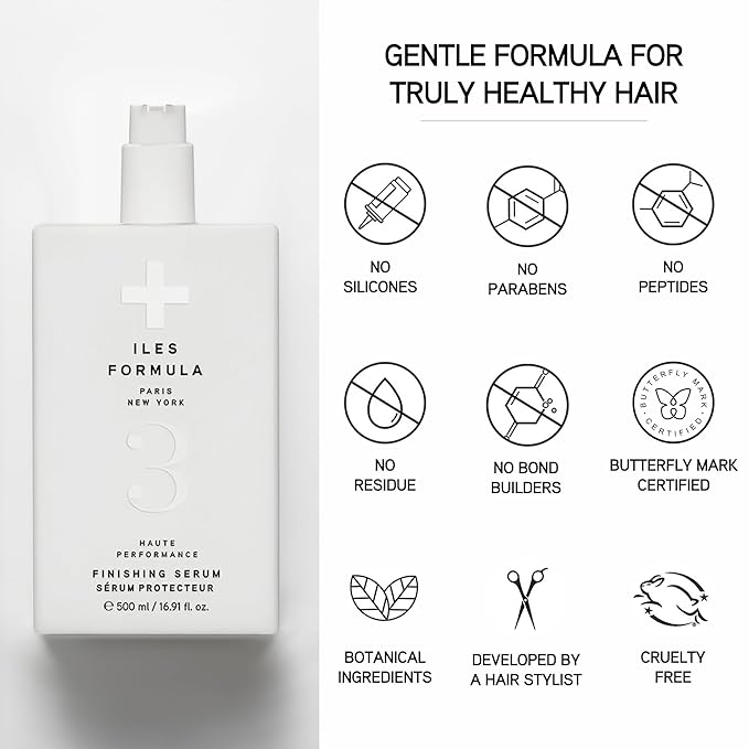 ILES FORMULA Styling Cream & Finishing Serum with Heat Protection, Weightless (Non-Greasy) Hair Repair Treatment for Damaged Hair, Anti-Frizz Blow Dry Product with Silk Extract & Macroloba Seed
