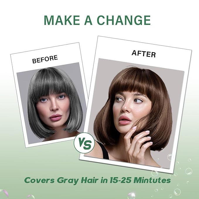 Brown Hair Dye Shampoo, Instant Hair Color Shampoo, Covers Gray in Minutes, Brown Hair Shampoo, Champu Para Canas, Easy to Use 16.90 Fl Oz