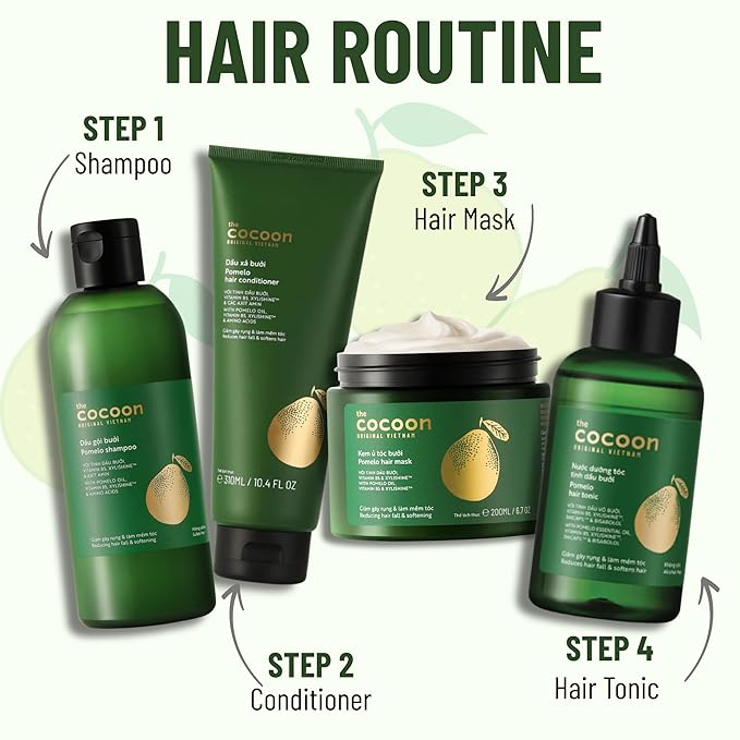 Cocoon Pomelo Oil Hair Tonic. 100% Vegan Scalp Serum Treatment for Thinning, Damaged & Breakage Hair | Soften, Reduce Hair Loss & Promote Hair Growth (4.73 fl oz Each) (3 Boxes)