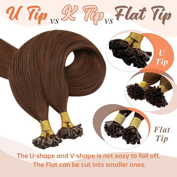 Sunny Hair U Tip Hair Extensions Human Hair Auburn Keratin U Tip Hair Extensions Human Hair Auburn Brown 18inch Hot Fusion Utip Hair Extensions Real Human Hair Soft K Tip Hair Extensions 50g