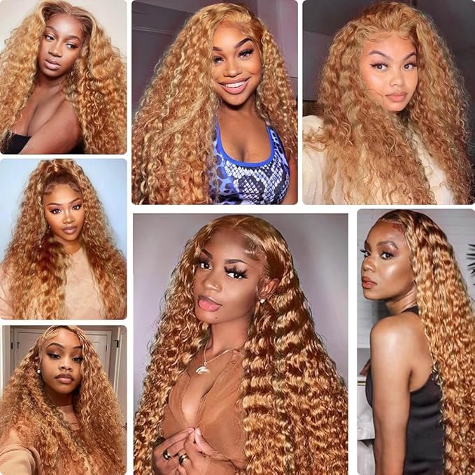 30 30 30 Inch Honey Blonde Bundles Human Hair Brown Water Wave Bundles Double Weft Huxowax Virgin Soft And Silky Remy Hair Extensions