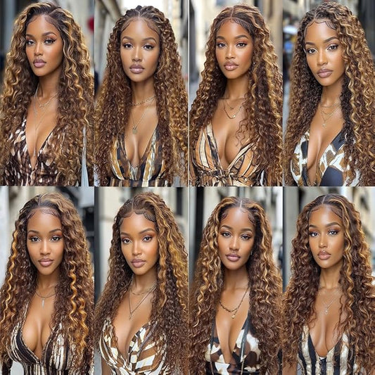 P1B/27 Highlight Curly Bundles Human Hair Two Tone Black and #27 Kinky Curly Bundles Brazilian Human Hair Weave Soft and Silky for Black Women 26 28 30 Inch