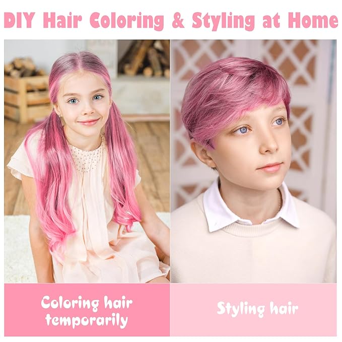 Ultikare Kids Hair Coloring Gel - Temporary Light Pink Hair Wax, Washable Hair Dye Cream, Natural Hair Paint for Hairstyling, Halloween, Cosplay, Parties, and Gifts - 3.4 Fl Oz