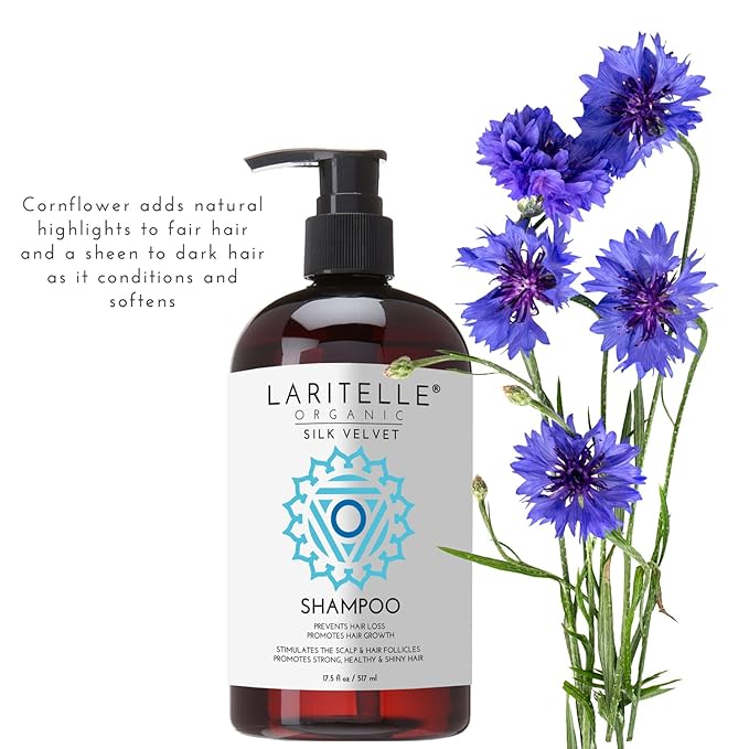 Silk Velvet Organic Hair Loss Prevention Shampoo – 17.5 oz – Rosemary, Lavender & Rice Protein Botanical Clean Formula – Made in California