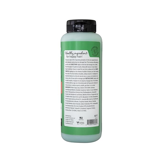 SAUCE BEAUTY Intense Repair Shampoo - Chimichurri Mint Tingle Hair Repair Shampoo - Hydrating Shampoo for Damaged Hair - Paraben and Sulfate-Free Hair Shampoo With Argan & Peppermint Oil (10 Fl Oz)