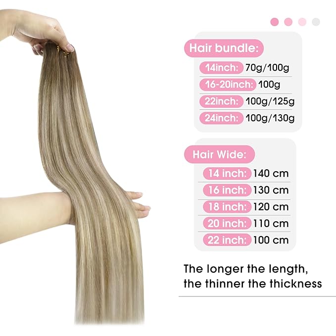 YoungSee Sew in Hair Extensions Balayage Brown Weft Hair Extensions Human Hair Medium Brown Fading to Brown Mix Platinum Soft Sew in Hair Extensions Real Human Hair Hair Loss Coverage 100G 16Inch