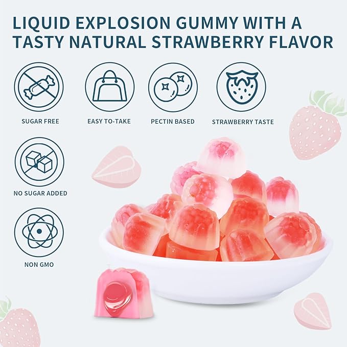 Collagen Gummies for Women Sugar Free, Hydrolyzed Collagen Peptides Gummies Type I, II, III, V, X with Biotin, Zinc Vitamins C A B D E for Skin Hair Nails, Bone