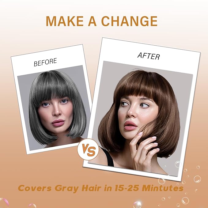 Brown Hair Dye Shampoo, Instant Hair Color Shampoo, Long Lasting Dark Coffee Hair Dye, Covers Gray in Minutes, Champu Para Canas, Champu Para Pintar el Cabello, 16.90 Fl Oz