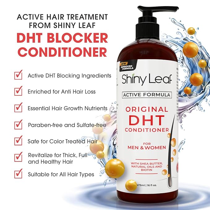 Shiny Leaf DHT Blocker Shampoo And Conditioner Bundle With Procapil, Capixyl, Biotin, Castor Oil – Professional Strength Hair Growth Shampoo And Conditioner Sets for Men And Women (4x16 Fl.Oz)