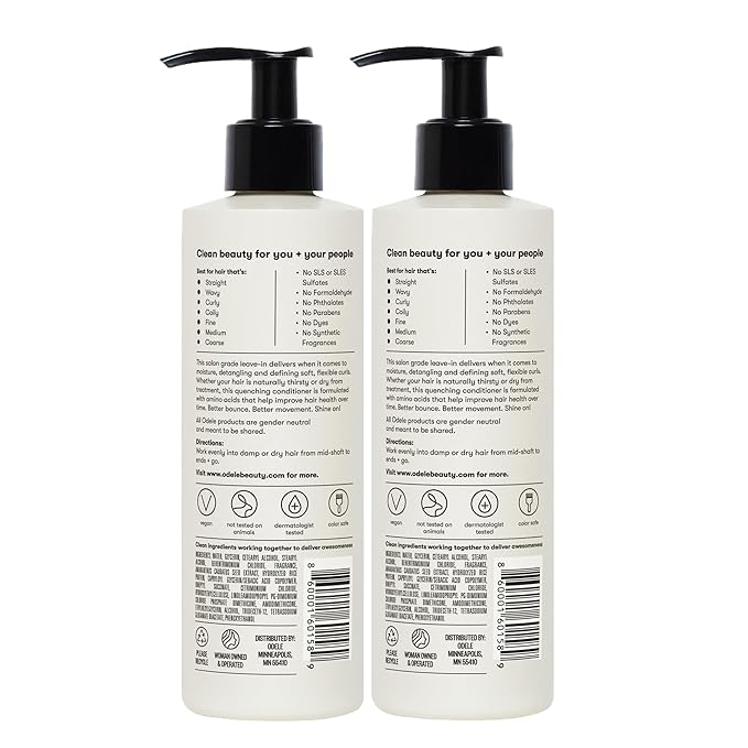 Vegan Leave-In Conditioner, for Deep Moisture, Detangling, Frizz Control, Weightless Shine, and All Hair Types + Textures, 8 fl oz (2-Pack)