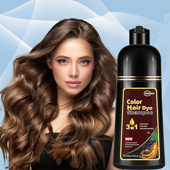Instant Coffee Hair Dye Shampoo - 3 in 1, Hair Color Shampoo for Women & Men, Long Lasting,Light Brown Shampoo Para Pintar El Cabello, Easy to Apply at Home 500ML