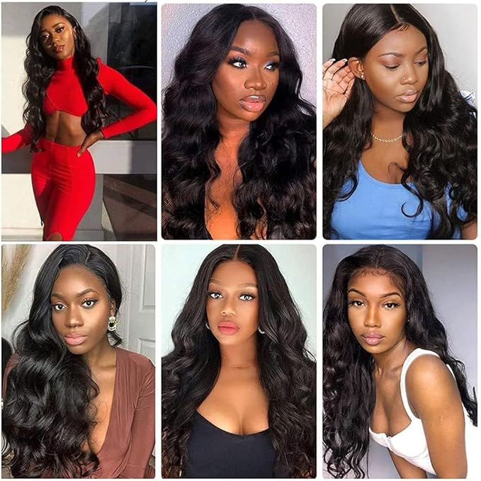 30 32 34 Inch Body Wave Bundles Human Hair Color 1B Bundle Double Weft Natural Black Body Wave Bundles Niegmeag Virgin Soft and Silky Remy Hair Extensions 300g