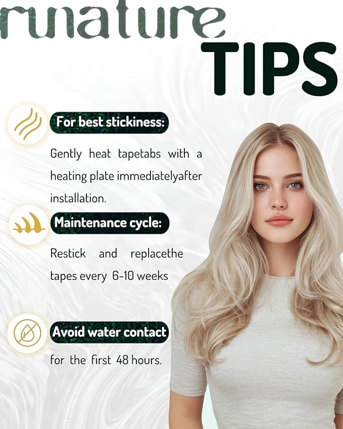 RUNATURE Tape in Hair Extensions Human Hair Blonde 18 Inch Tape in Extensions Human Hair, Blonde Highlights Real Remy Hair, Straight Silky Tape Ins Extensions, Long Lasting,No Shedding, 50g 20pcs