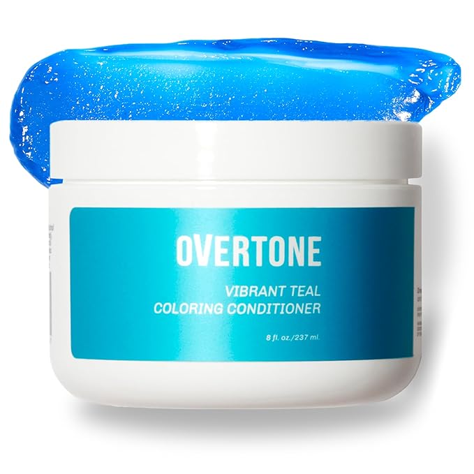 Overtone Color Depositing Semi-Permanent Hair Dye Conditioner - 8 oz For Natural & Color-Treated Hair, Moisturizing Shea Butter & Coconut Oil - Vegan & Cruelty-Free, Vibrant Teal
