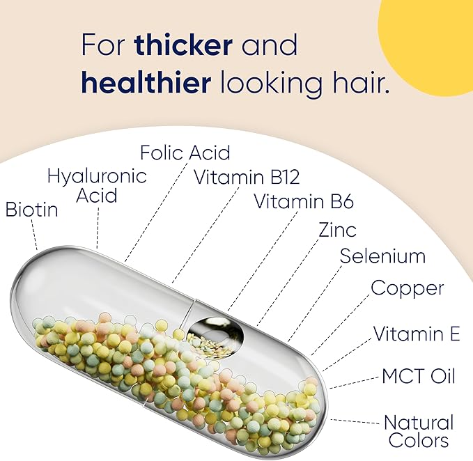 Moerie Hair Growth Supplement for Women & Men - Hair Skin and Nails Vitamins With Biotin, Q10 & Minerals - For Thicker, Fuller Hair & Hair Loss Treatment - Advanced Beadlet Delivery System - 180 Pills
