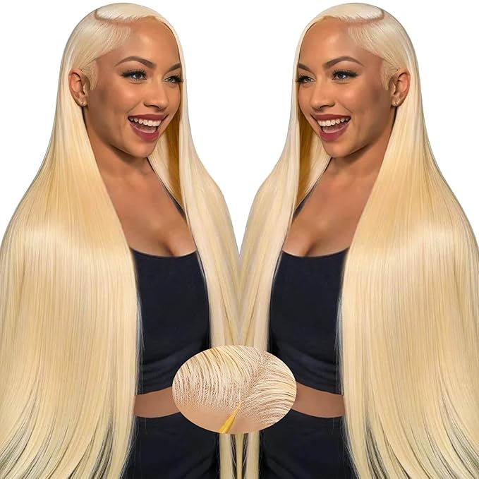 Blonde Wear and Go Glueless Wigs Human Hair Pre Plucked Pre Cut 220% Density 613 Lace Front Wig Human Hair 7x5 HD Lace Closure Wigs Pre Plucked Bleached Knots With Baby Hair Colored Straight Wig 28 In