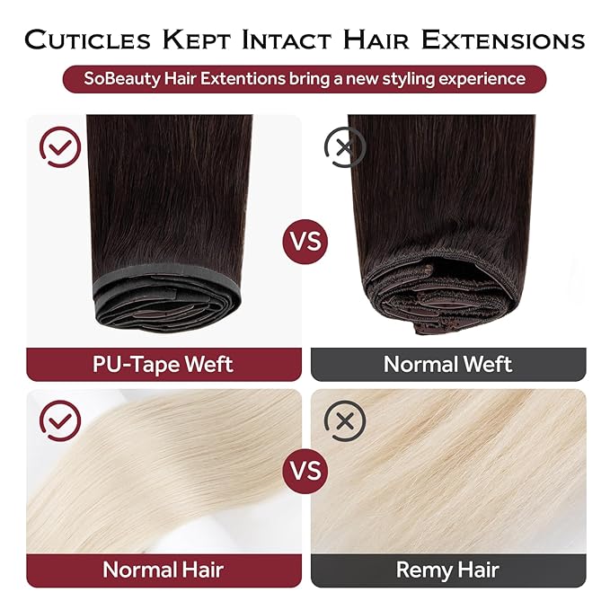 Clip in Hair Extensions Real Human Hair Dark Brown Seamless Clip In 100% Remy Hair Extensions PU Skin Weft Add Volume Thick&Invisible #2 20Inch 120G 8PCS