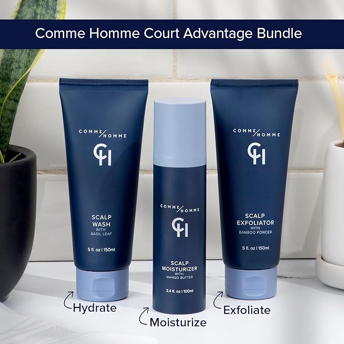 Comme Homme Hydrating Scalp Wash for Bald Men | Gently Cleanses, Soothes & Energizes with Basil, Aloe, Tree Tea & Caffeine | Scalp Wash for Face & Scalp | 5 fl. oz/ 150 ml