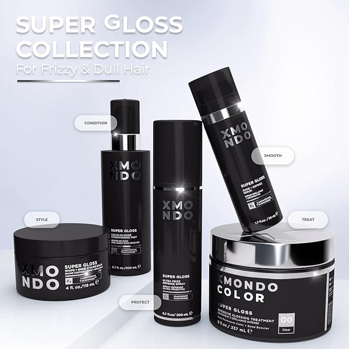 XMONDO Hair Super Gloss Shine + Defrizz Serum – High-Gloss Anti-Frizz Serum with Lusterhance Technology™, Bond Booster & Hemisqualane, Softens Dry Ends, Lightweight & Non-Greasy, 1.7 fl oz