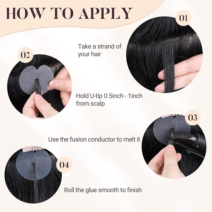 MAXITA U Tip Hair Extensions Human Hair, Natural Black Hair Extensions Real Human Hair, 50g/50 Strands/Pack, 20 In Virgin Human Hair