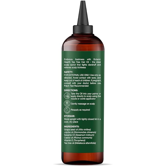 Botanic Hearth Tea Tree Oil For Hair (6.7 Fl Oz) | With Jojoba & Grapeseed Oils | Soothes Itchy Scalp & Fights Dandruff | Non Gmo Verified - Hair Tonic