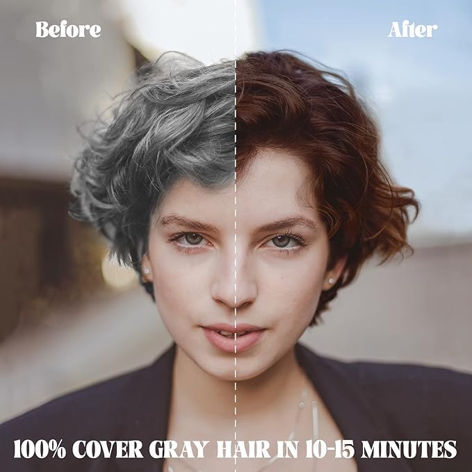 Hair Dye Shampoo for Gray Hair Coverage, 3-in-1 Semi-Permanent Color Shampoo for Women & Men Dark Brown