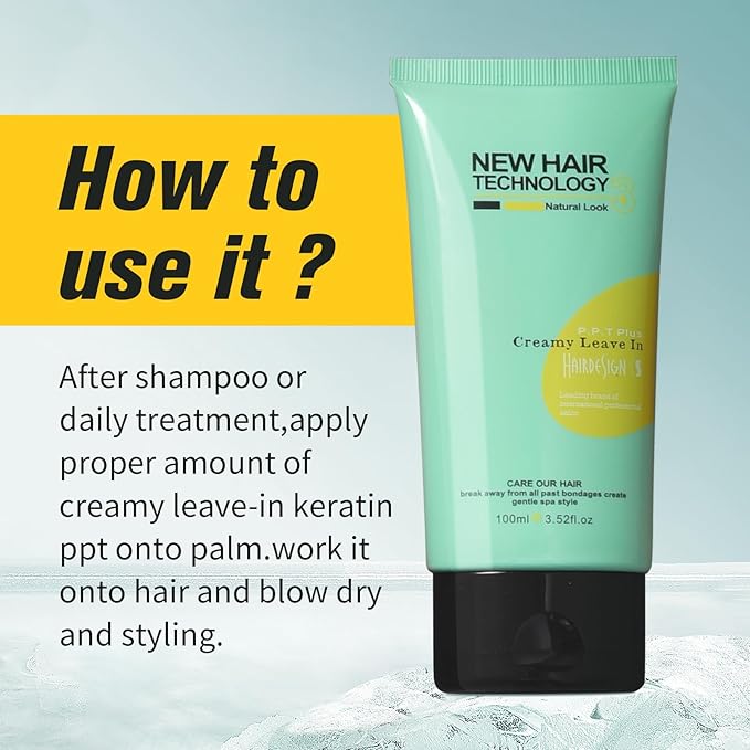 Lightweight Keratin Protein Leave In Conditioner for Dry Damaged Hair,Collagen Deep Repairing Anti-Frizz Leave in Hair Conditioner Tube, Heat ProInfused with vitamin B5,Moisturizing Jojoba oil