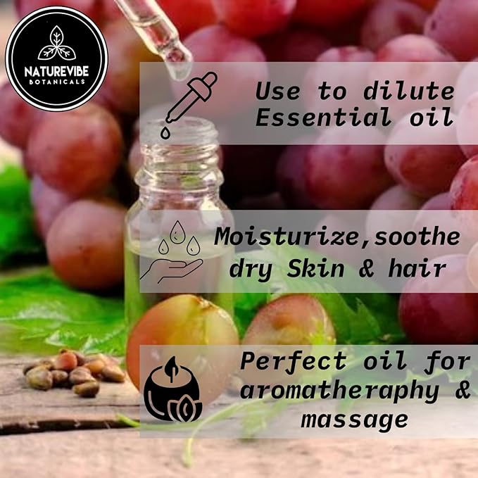 Naturevibe Botanicals Grapeseed Oil 32oz and Sweet Almond Oil 32oz|Oil Combo