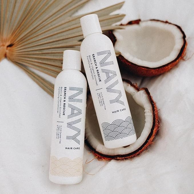 NAVY Hair Care Search and Rescue Shampoo | Biotin and Rosemary Oil Enriched for Hair Growth | Paraben Free | 8 oz