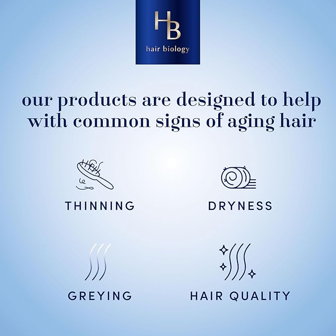 Hair Biology Biotin-Infused Purple Shampoo and Conditioner Set for Grey Hair, Anti-Brassiness, Moisturizing, Color-Safe, Silver & Glowing, Corrects Yellow Tones, 12.8 Fl Oz Each, 2 Pack