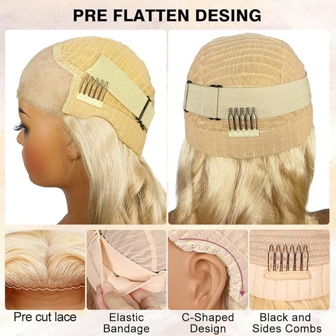 613 Lace Front Wig Human Hair 200% Density Blonde Glueless Wigs Human Hair Pre Plucked Pre Cut 7x5 Hd Closure Wear And Go Wig Blonde Wig Human Hair Body Wave For Women 26 Inch