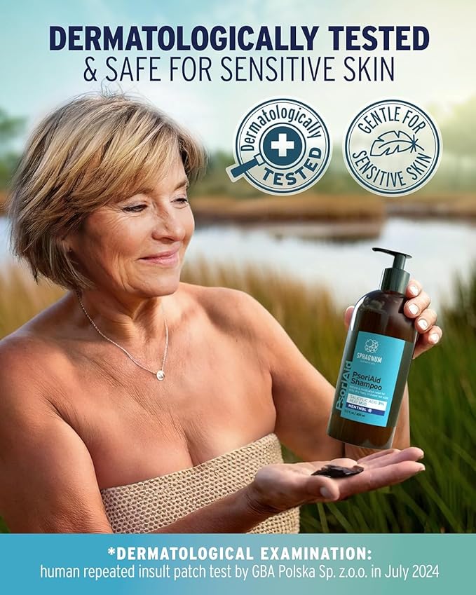 NEW 2025 Psoriasis Shampoo with Salicylic Acid – Natural Treatment for Dry, Itchy, Flaky, Red Scalp with Peat & Menthol. Promotes Hair Strength & Growth 8.45 fl oz