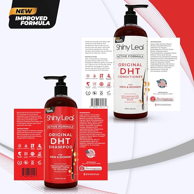 DHT Blocker Shampoo and Conditioner for Hair Loss With Biotin For Men, Women, Anti-Hair Loss Treatment, Rosemary Leaf Oil and Asparagus Extracts, for Thinning Hair (Shampoo and Conditioner) (1 Set)