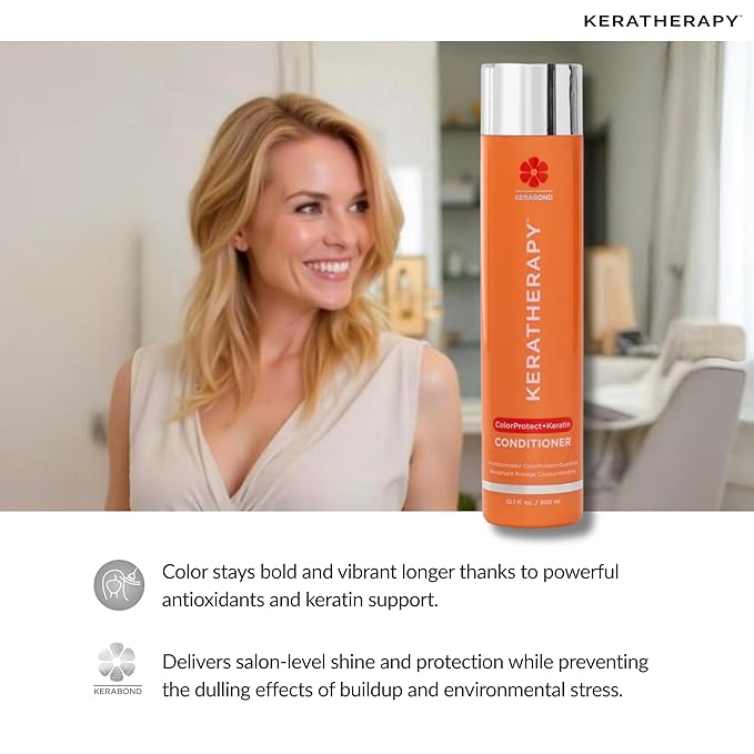 KERATHERAPY Keratin Infused Color Protect Conditioner, 10.1 fl. oz., 300 ml - Gluten Free Color Protecting Conditioner for Color Treated Hair with Kerabond Technology, Red Raspberry Oil, Omega 3 & 6